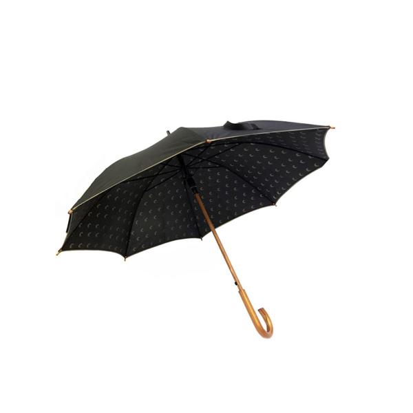 Quality Unisex Black Umbrella Wooden Handle Double Layer Simple Light For Rainy Days wholesale