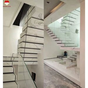 Porcelain Thin Slab Staircase Made in with Customized Polished or Matte Surface