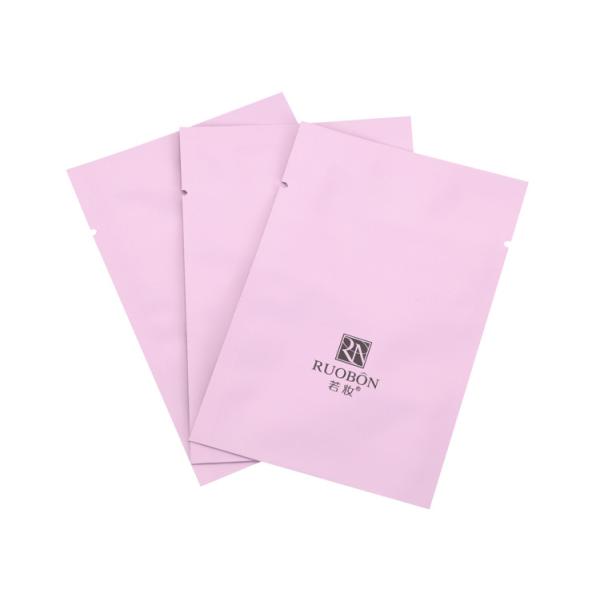 Matte Pure Aluminum Foil Plastic Cosmetic Facial Mask Packaging Three Side Seal Bag / Liquid Flat Pouch With Zipper