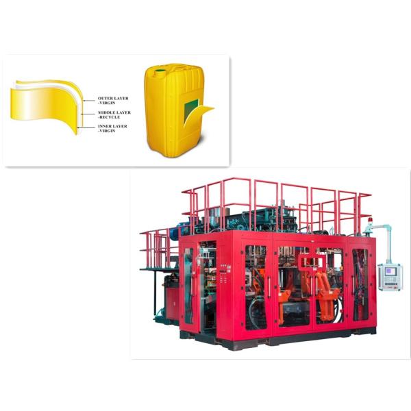three layer Jerry Can Hdpe Blow Moulding Machine with virgin and recycle