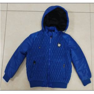 China Blue Hooded Kids Padded Jacket Boys Adjustable Cuffs Anti Shrink on sale