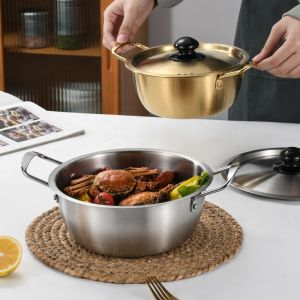 Kitchen Gold Instant Noodle Pot Home Use Stainless Steel Material