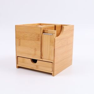 100% Natural Bamboo Wood Office Desk Storage with 1 Drawer Modern Style and