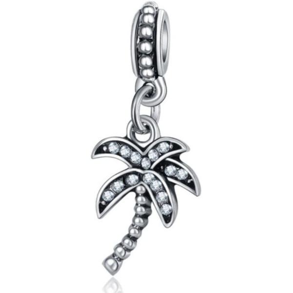 Quality Dangle Coconut/Palm Tree with Clear Crystals Charm Bead for Charms Bracelets wholesale