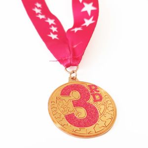Cheap Custom Iron Gymnastic Metal Sports Medal With Glitter Color And Sublimation Ribbon for sale