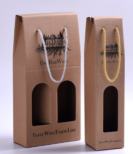 Manufacturer corrugated paper gift box custom portable wine box double pack wine box packaging box