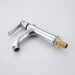 Zinc Lever Handle Stylish Basin Taps Single Hole Bathroom Faucet Chrome