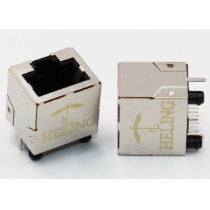 Brass Shielded Top Entry Vertical RJ45 Jack 3 U" Gold Plating Contact Terminal