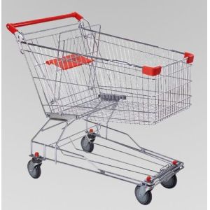Large Capacity Grocery Shopping Carts , 180L Wire 4 Wheeled Shopping Trolley