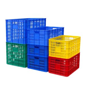 Efficiently Designed Solid Box Style Plastic Folding Pallet Crate with Attached