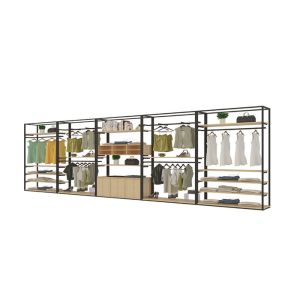 Retro Exquisite Clothing Display Showcase With Steel Wood Combination Structure