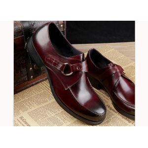 China Full Grain Leather Men'S Dress Shoes Customized Business Monk Strap Brown Shoes on sale