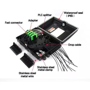 Fiber Optic Equipment Kit FTTH Box 16 Core Fiber Optic Distribution ABS Black