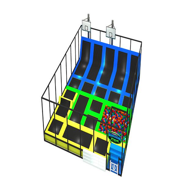 Quality Carbon Steel Trampoline Park Playground , Kids Exercise Trampoline With Foam Pit wholesale