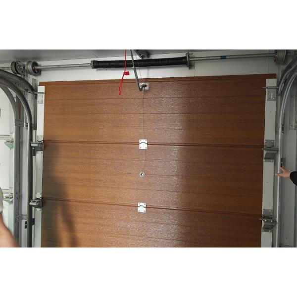 Remote-controlled Galvanized steel Sectional Garage door For Apartment /Villas,Wood color