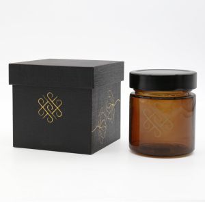 Custom Gold Foil Logo 2 Piece Box Luxury Honey Jar Packaging Gift Box With Lid