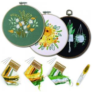 China Bamboo Hoops 11.8x11.8 Inch Embroidery Starter Kit With Pattern on sale