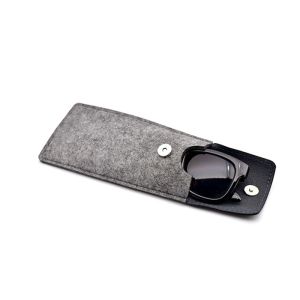 Two Different Sizes Felt Glasses Case with PU Contracted Design for Company Gift