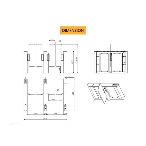 55-65 Persons/Min Gym Access Control Fastlane Turnstiles IP54