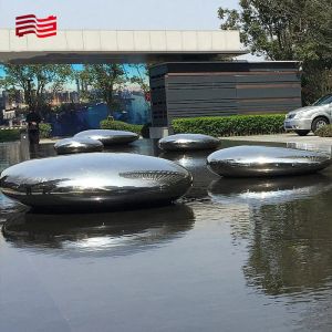 Stainless Steel Modern Style Art Furniture with Pebble Fountain and Mirror