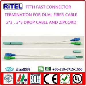 FTTH SC/UPC, SC/APC pre-terminated fast connector pre-embedded for 2-core drop