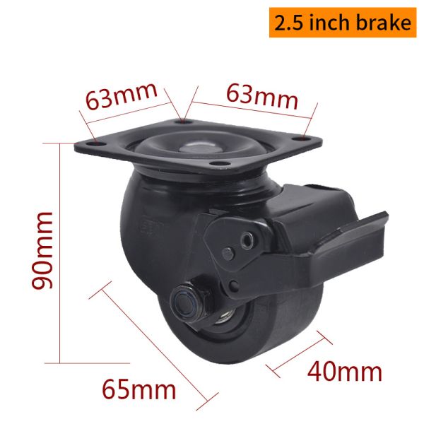 Quality EDL Equipment Casters 2.5Inch PA Wheels With E-coated bracket Brake M4325-16P 450Kg Road wholesale