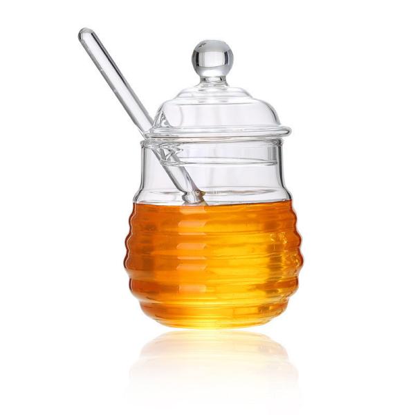 Quality Borosilicate Glass Honey Jar With Dripper Heat Resistant Eco Friendly wholesale