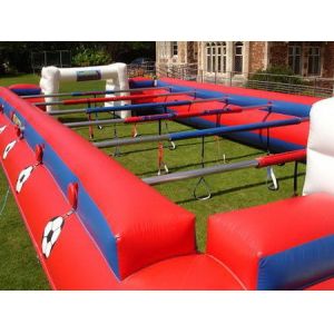 Yellow With Blue Inflatable Soap Soccer Field For Commercial Use