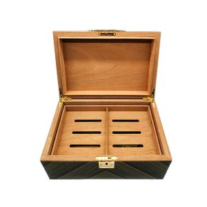 Custom Cigar Humidor Box with Layered Storage Adjustable Humidifier and Digital