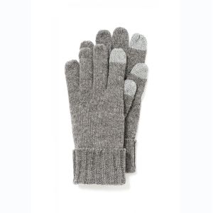Gray Knitted Wool Winter Gloves , Jersey Cold Weather Gloves With Tech Finger