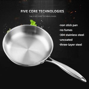 Extra Strong Stovetop Frying Pan Stainless Steel With Lid