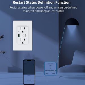 15A 125V Wifi Controlled Power Outlet With PD20W Fast Charging