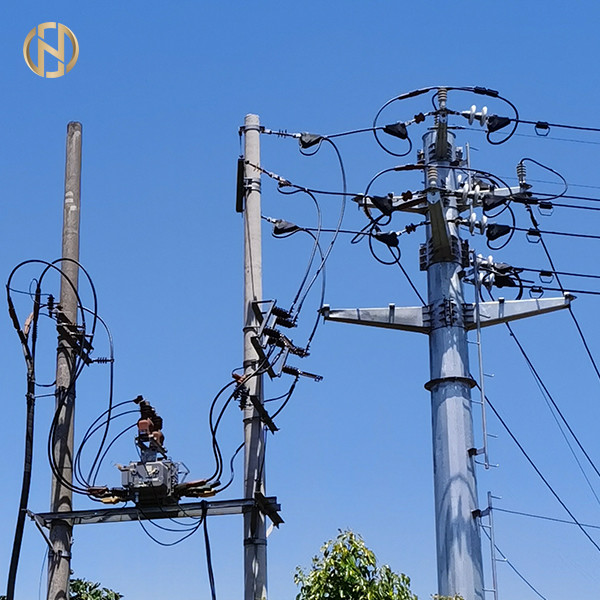 Quality 99.9% Zinc 15KV Overhead Line Pole EN10046 75um Well Finished Galvanization wholesale