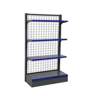 Convenience Store Mesh Back Gondola Shelving Grid 4 Layers Heavy Duty Shelf