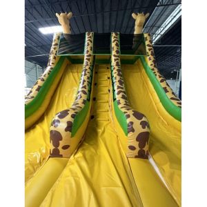 Plato Commercial Giraffe Double Inflatable Water Slides Cartoon Theme
