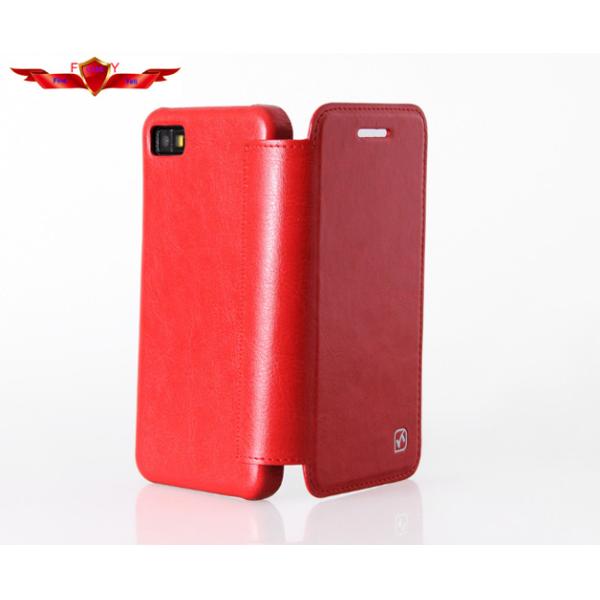 New Blackberry Z10 Flip Cases PU Material Accurate Holes High Quality