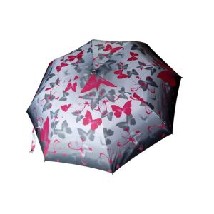 China Manual Open Custom Travel Umbrellas Butterfly Flower Print Water Resistant Canopy on sale