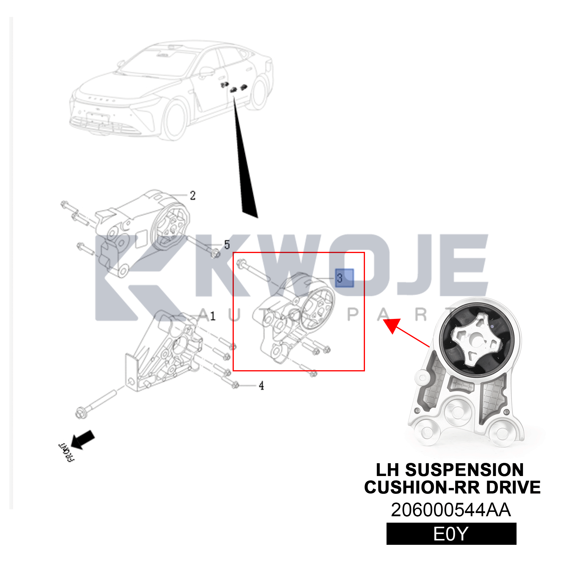 206000544AA Car Engine Mount Assembly LH SUSPENSION CUSHION-RR DRIVE For Exeed