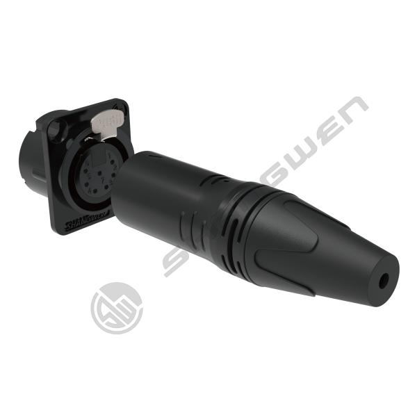 IP40 Indoor Audio Cable Plug 7-Pin XLR Female Socket Connector with 3.5mm Gold