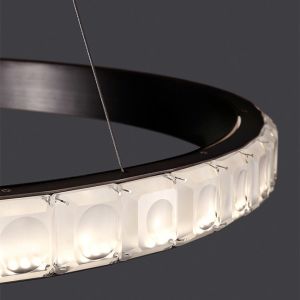 Titanium Gold Crystal Pendant Ceiling Light Stainless Steel Square