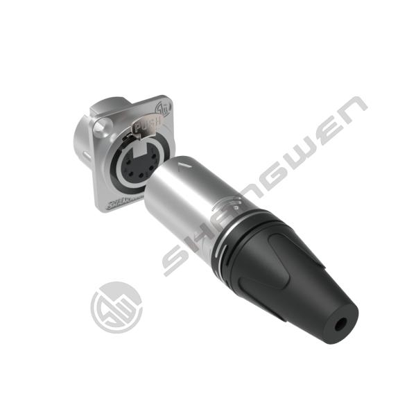 Indoor IP40 Shell Gold Conductor Microphone Audio Cable Plug 5-Pin XLR Female Male Cable Black Silver for Audio Video