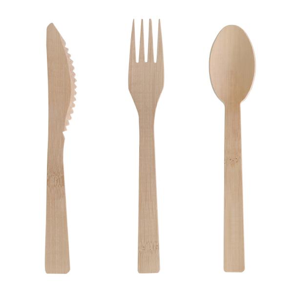 Quality Natural Bamboo Utensils Disposable Flatware Set Compostable Biodegradable wholesale