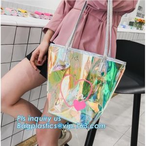 Waterproof PVC Shoulder Tote Beach Bag with Chain, Pvc Manufacture Small Custom