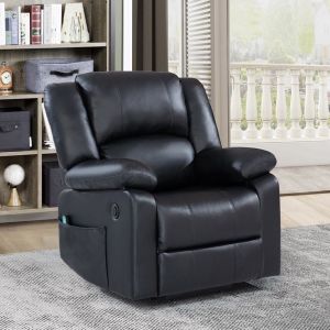 China Power Lift Recliner Chair with Adjustable Massage Function & Heating System, Black Faux Leatherette on sale