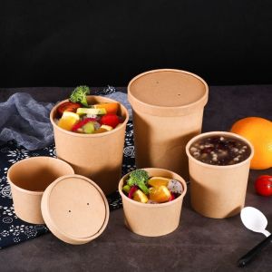 Disposable paper bowls with lids kraft paper coffee cups big paper bowls