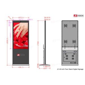 JCVISION 49 inch White Customization Floor Stand Digital Sigange with Optional