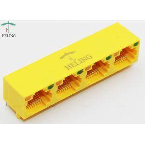 R/A 1x4 Ports Right Angle RJ45 Connector MJ5688L-Y014-BRNL2 125VAC