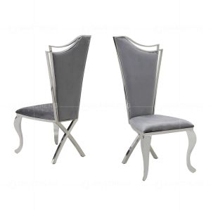 54x49x117cm Modern SS Dining Chairs With Black Velvet High Backrest