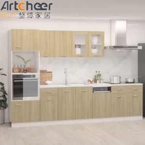 Particle Board Kitchen Cabinets in Industrial Style with Artificial Quartz