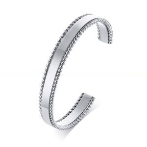 Cheap Geometric Stainless Steel Open Cuff Bangle Adjustable Twisted For Men for sale